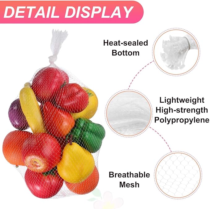 uxcell 100PCS Reusable Mesh Produce Bags, 19.7 Inches Egg Hatching Bags Washable Breathable Fruit Net Stretchable Mesh Netting Storage for Seafood Vegetable Onion Grocery Shopping, White