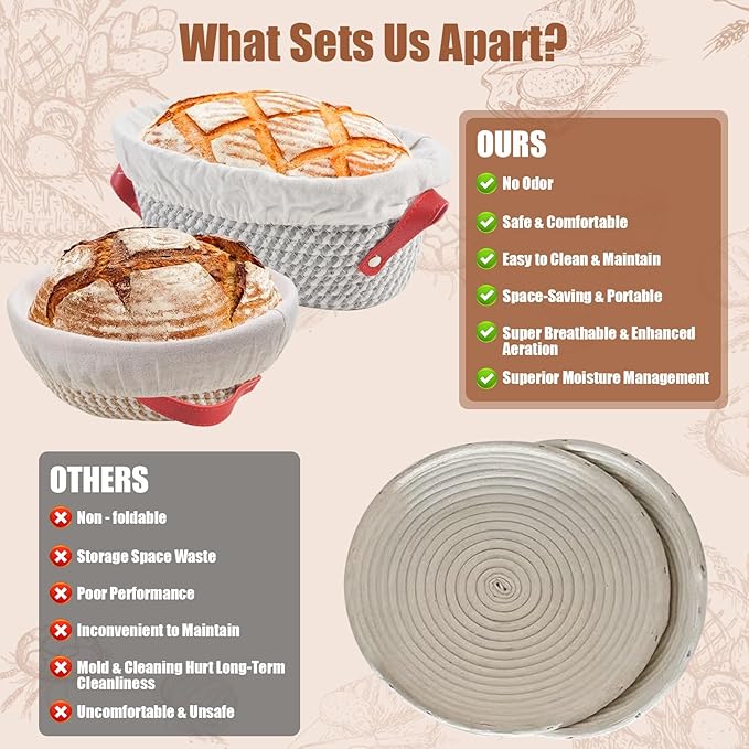 Sourdough Starter Kit, Sourdough Bread Baking Supplies with with 40oz Jar, 10" & 11" Cotton Banneton Proofing Baskets Set - Artisan Bread Tools, Silicone Sling for Homemade Sourdough Baking