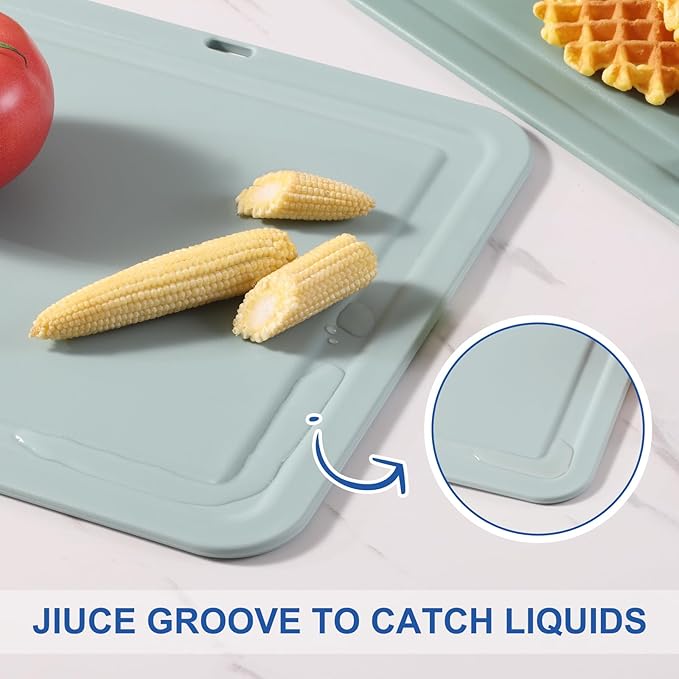 3-in-1 PP Plastic Cutting Board Set, Nesting Design for Space-Saving Storage, Pale Color‌ Boards (Large+Medium+Small) with Juice Groove, Dishwasher Safe