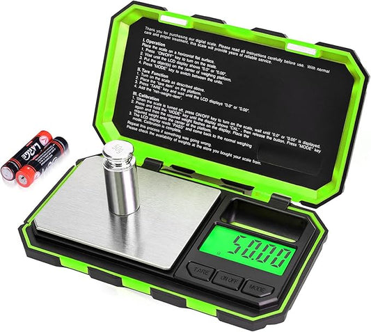 Fuzion Digital Pocket Scale, 200g x 0.01g Gram Scale, Mini Scale 6 Units Jewelry Scale with LCD Display, Tare Function, 50g Cal Weight