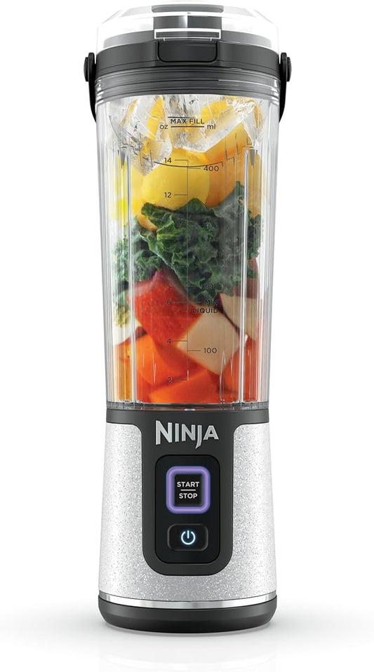 Ninja Blast Portable Blender, Cordless, 18oz. Vessel, Personal Blender for Shakes & Smoothies, BPA Free, Leakproof Lid & Sip Spout, USB-C Rechargeable, Dishwasher Safe Parts, White Glitter, BC152GL