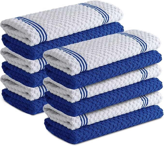 Infinitee Xclusives Premium Kitchen Towels - [Pack of 12] 100% Cotton Kitchen Hand Towels (15 x 25 Inches) - Dish Towels for Kitchen |Mighty Blue|