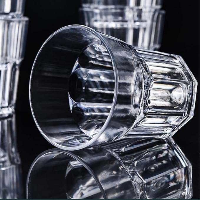 16 Pack 8 oz Plastic Drinking Glasses, BPA Free Unbreakable Juice Cups, Stackable Clear Beverages Iced Hot Tea Glassware for Cocktail, Soda Beer Tumbler Cup Dishwasher Safe