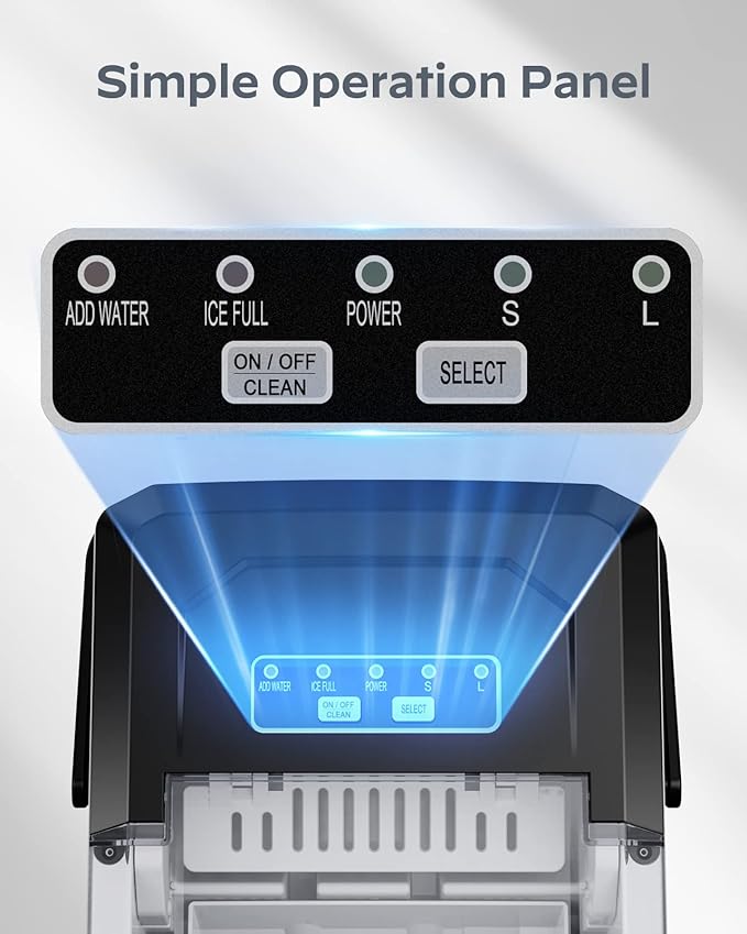 Silonn Ice Maker Countertop Machine with Handle, 26lbs in 24h, 9 Ice Cubes Ready in 6 Mins, Self-Cleaning Ice Makers with Basket and Scoop, Ideal for Home, Kitchen, Camping, RV