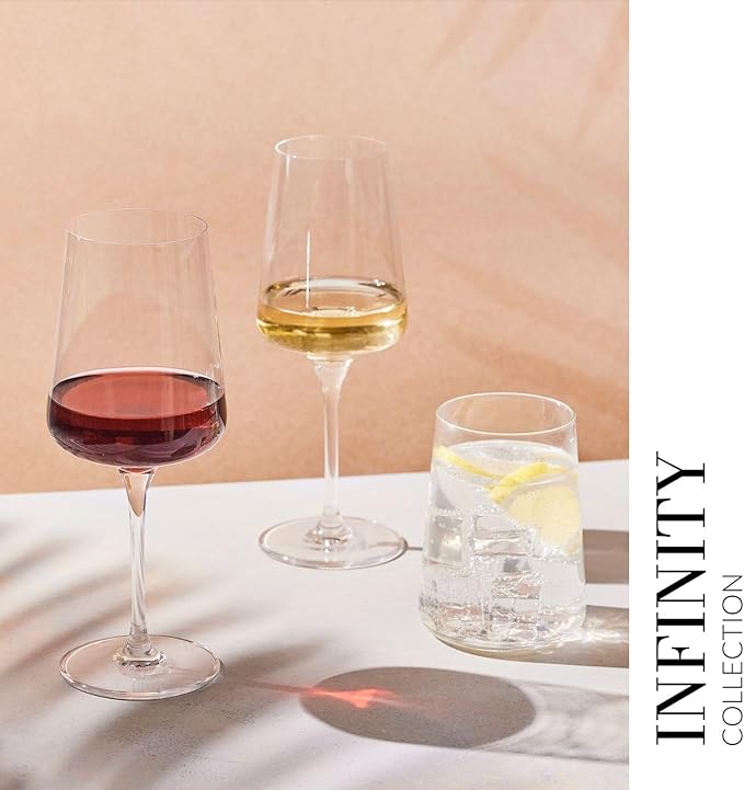Krosno Red Wine Glasses, Set of 6, 16.91 oz, Infinity Collection, Ideal for Cabernet, Merlot, Classic Elegant Shape, Premium Glass, Lead-Free, Dishwasher Safe, Made in Europe