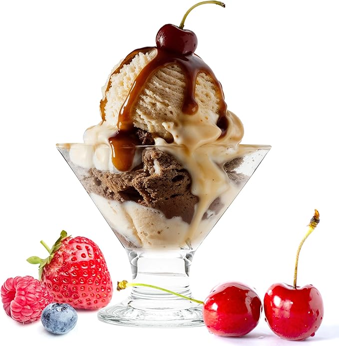 Vikko Dessert Bowls, 5.5 Ounce Ice Cream Sundae Bowls, Set of 12 Footed Dessert Cup For Ices, Pudding, Fruit, and More, Dishwasher Safe