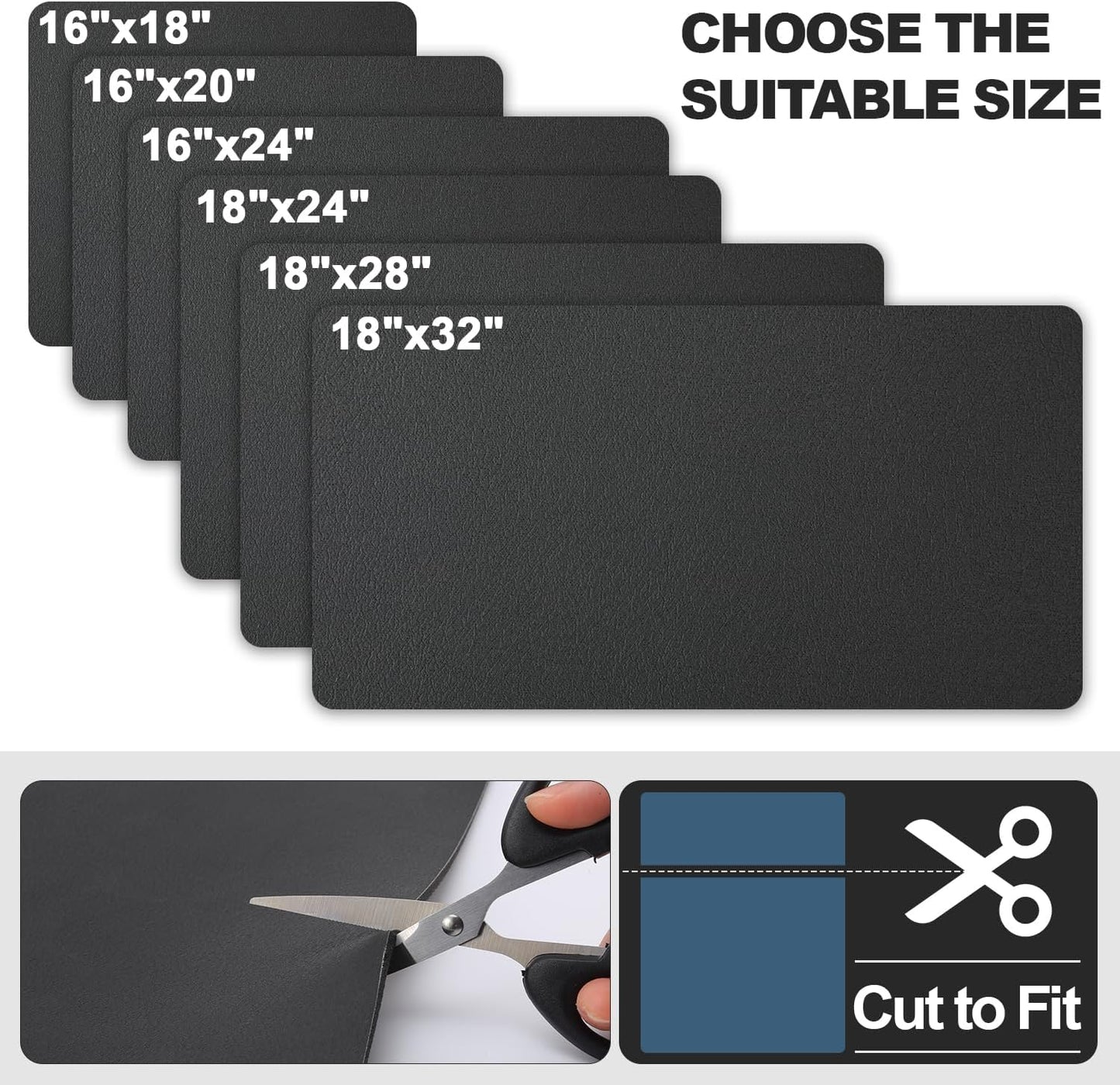 Dish Drying Mat for Kitchen Counter | Coffee Bar Mat for Countertops | Heat Resistant Drainer Mat with Non-slip Rubber Backed | Hide Stain Kitchen Absorbent Draining Mat | Black 16"x20"