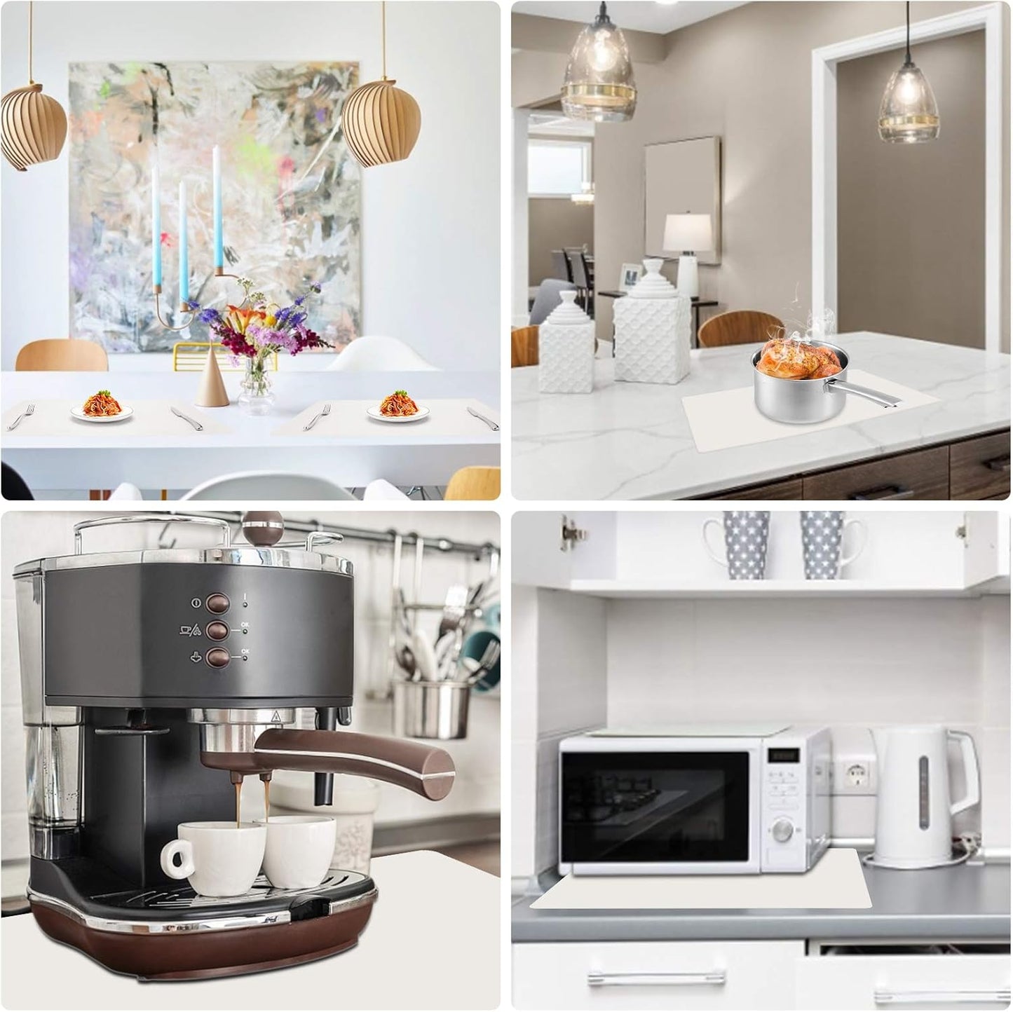 Gartful 25"x 17"x 0.03" Silicone Mats for Kitchen Counter, Large Silicone Countertop Protector, Nonskid Heat Resistant Desk Saver Pad, Multipurpose Mat, Placemat, Beige