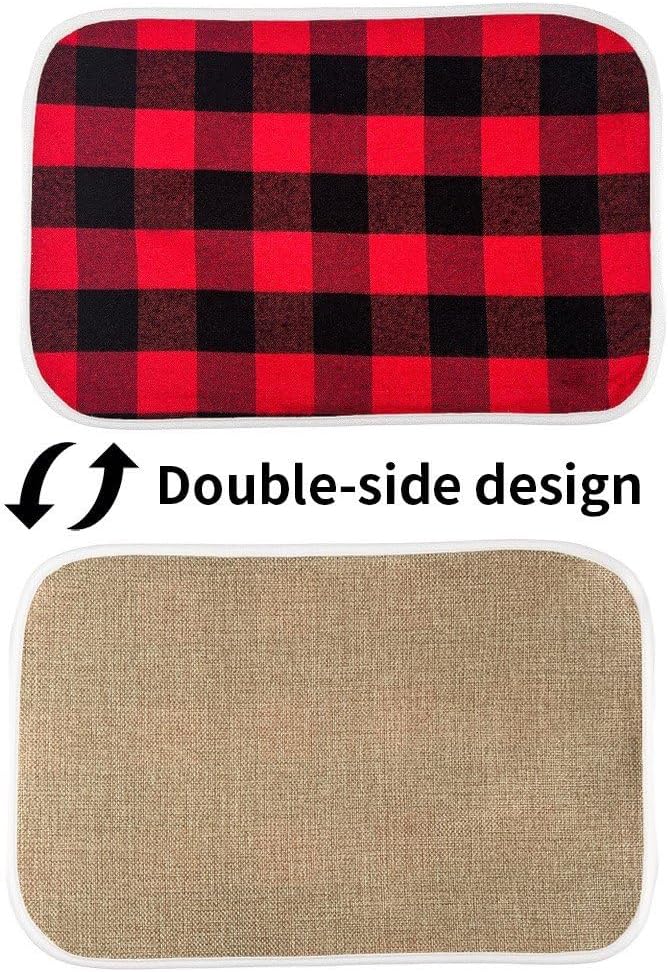 Christmas Placemats 6 Pcs Buffalo Check Placemats Red Black Plaid Reversible Place Mat for Holiday Home Table Christmas Decoration