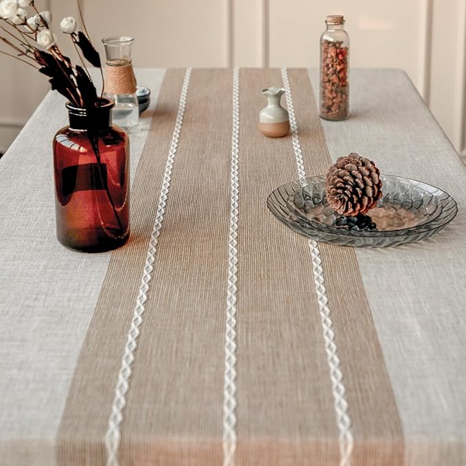 Deep Dream Tablecloths, Waterproof Table Cloth, Linens Wrinkle Free Anti-Fading, Rustic Table Cover Decoration for Kitchen Dinning Party Christmas (Square,55''x55'',4 Seats, Light Coffee)