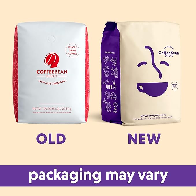 Coffee Bean Direct Six Bean Espresso, Whole Bean Coffee, Dark Roast, 5 Pound Bag (Pack of 1)