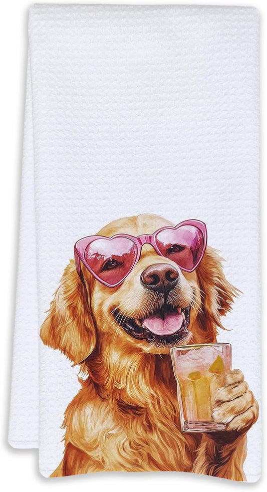 Cabana Bro Golden Retriever Gifts Kitchen Towels, Golden Retriever Gifts for Women Men Decorative Hand Towels for Bathroom, Funny Goldie Cocktail Tequila Beer Dish Tea Towels for Kitchen, 16x24 Inch