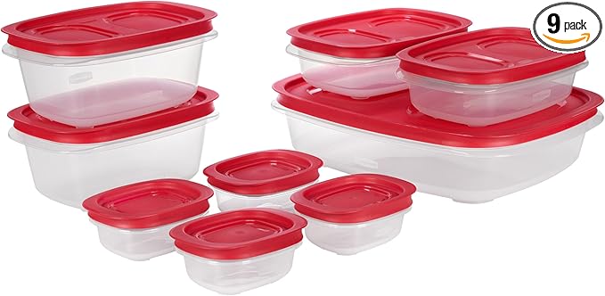 Rubbermaid EasyStore Large Containers, 18-Piece Set, Food Storage Containers, Food Storage Containers with Lids