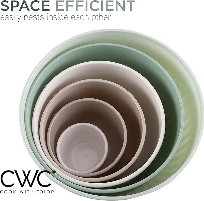 COOK WITH COLOR Prep Bowls with Lids- Wide and Deep Nesting Plastic Small Mixing Bowl Set with Lids, 12 Piece Set - Deep Bowls, Mint