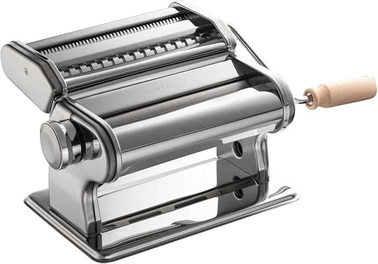 Fante's Wide Pasta Machine With Double Pasta Cutter For Spaghetti And Fettuccine, For Rolling Extra-Wide Pasta Sheets And Creating Consistent Homemade Noodles