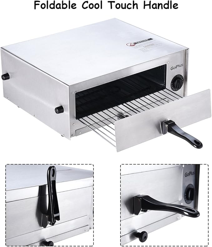 Goplus Electric Pizza Oven Stainless Steel Pizza Baker for Kitchen Commercial Use, Snack Oven