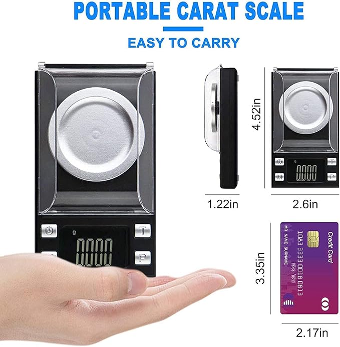 Milligram Scale 50g/0.001g,Precision Mini Carat Gram Scale for Powder Medicine,Jewelry,Gem,Reloading,Lab,Pocket Scale with Cal Weight,Professional Mg Scale with Tare,LCD Display,Powder Scoop