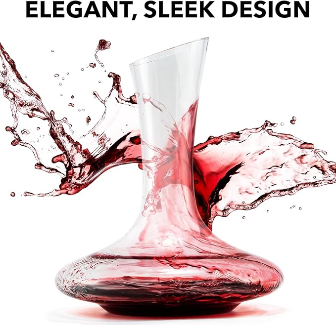 Le Chateau Large Elegant Wine Decanter with Aerator - Hand Blown Lead-Free Crystal Glass Wine Carafe, 750ml Red Wine Decanter, Wine Aerator Accessory for Wine Lovers