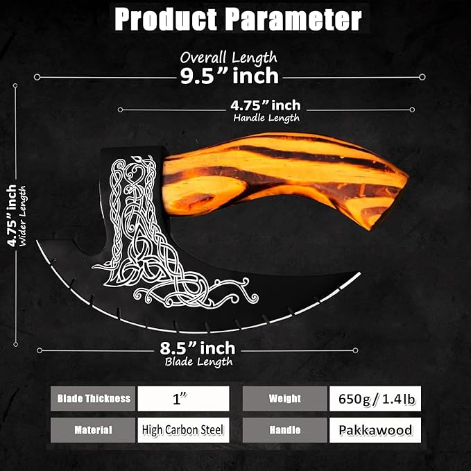 Pizza Cutter Axe Handmade Viking Pizza Axe Kitchen Tool Medieval Slicing Pizza Cutter with Sheath | Hunting & Camping Viking Axe | Viking Gifts For Men (PzAxe-392)