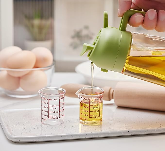 High Borosilicate Glass Measuring Cup with V-Shaped Spout, 30ml (1oz) | Pack of 2 – Precision Glass Measuring Cup for Kitchen & Bar