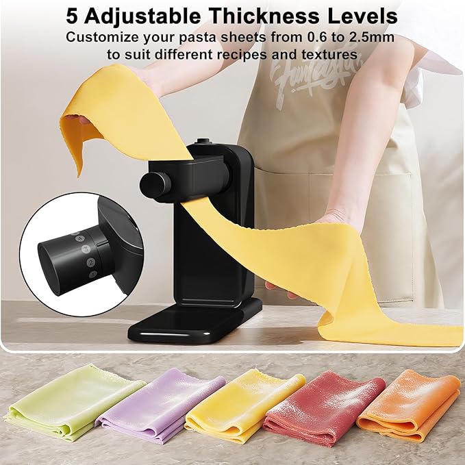 Electric Pasta Maker, 3-in-1 Pasta Maker Machine Includes Pasta Roller Spaghetti Cutter & Fettuccine Cutter with Cleaning Brush, Noodle Maker for Home Use, Black