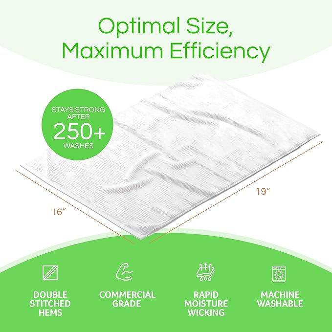 Towels N More 24 Pack 16x19 Bar Mop Towels White Absorbent Cotton Kitchen Towels - Quick Drying Towels - for Home, Restaurant, Bar Glass Cleaning Towels, Chef/Cook Etc. 30 oz