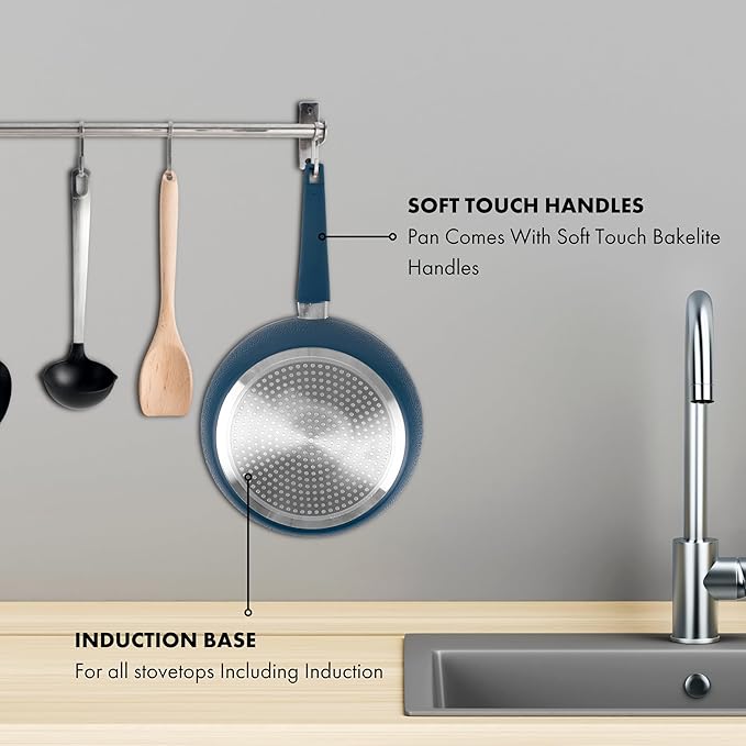 2 Quart Sauce Pan with Lid, Blue Diamond NonStick Small Pot with Tempered Glass Lid, Soft-Touch Handles, Induction Base