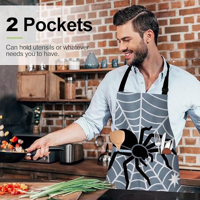 Halloween Apron Home Kitchen Cooking Baking Gardening for Women Men with Pockets waterproof 32x28 inch