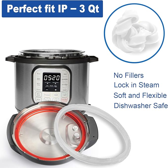 2 Pack Sealing Ring 3 Qt for Instant Pot Sealing Rings With 2 Float Valve Caps for MiNi 3 Qt Insta Pot, Food-Grade Silicone Instantpot 3Qt Sealing Ring, for InstaPot 3 Qt, Red, Clear