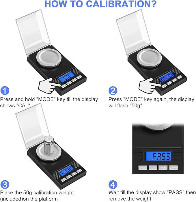 Fuzion Milligram Scale 50g/0.001g, Portable Jewelry Scale .001 Gram Accuracy, Mg Scale, Powder Scale, Microgram Scale, Milligram Scale for Powder with Tray/Tweezers/Calibration Weight