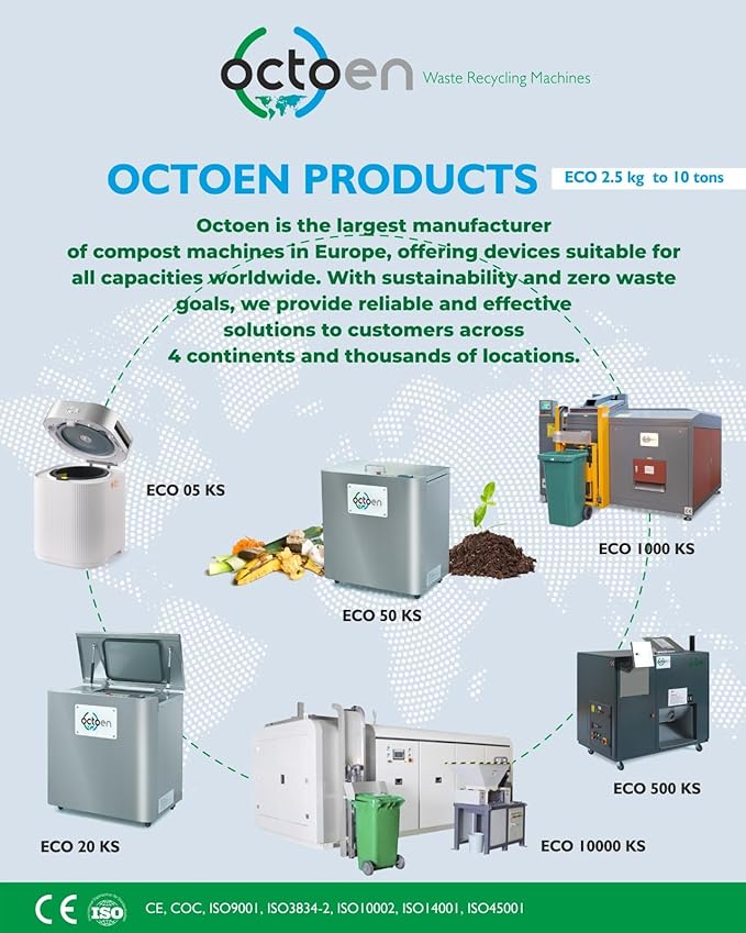 3L Electric Kitchen Composter w/ 2 Free Filters, 3 Modes w/Auto Cleaning UV-C Light Sanitizer, Rapid Conversion Within 2-8 Hours. Indoor/Outdoor, Turn Food Waste to Fertilizer for Garden, by OCTOEN