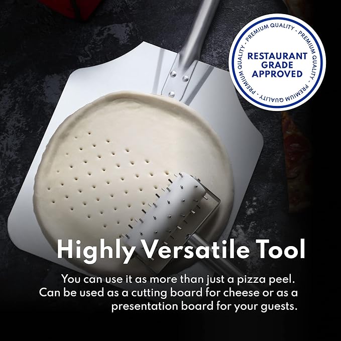 New Star Foodservice 50219 Aluminum Pizza Peel, Wooden Handle, 9 x 11 inch Blade, 26 inch overall