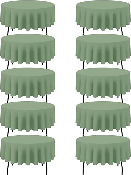 BRILLMAX 10 Pack Sage Green Round Tablecloths 90 Inch - Circle Bulk Linen Polyester Fabric Washable Table Cloth Cover for Wedding Reception Banquet Birthday Party Buffet Restaurant