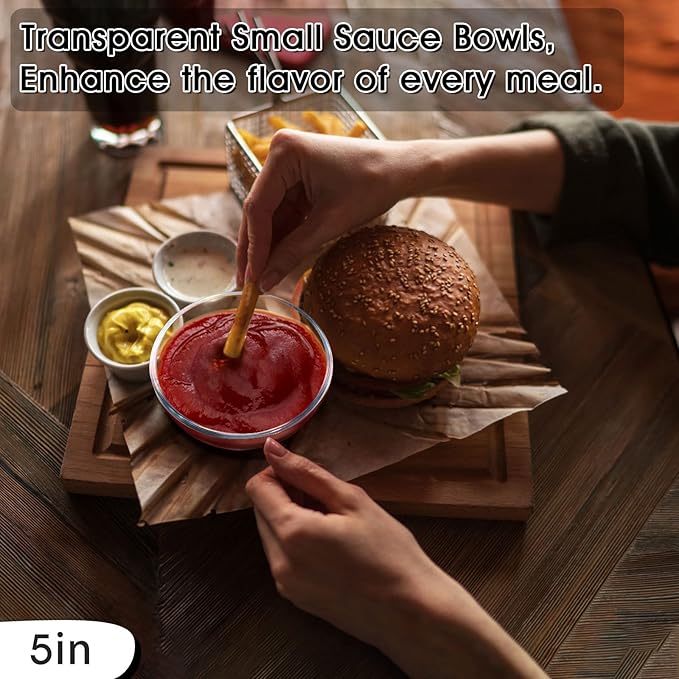 NUTRIUPS 5 Inch Mini Glass Bowls Set of 6, Tempered Glass Snack Bowls for Kitchen Microwave and Oven Safe