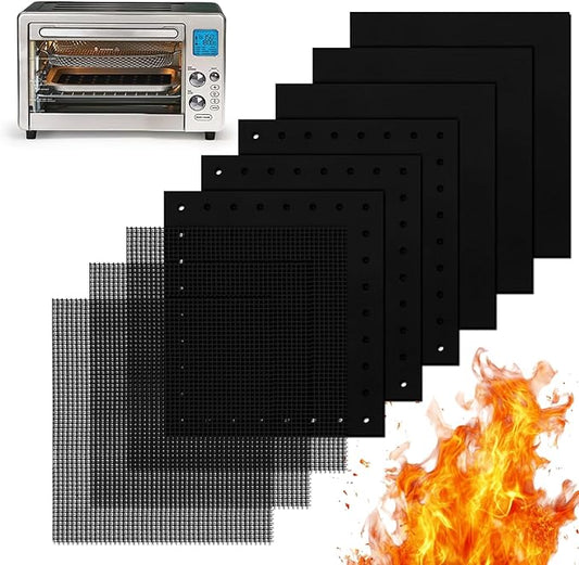 9 Pcs Reusable Oven Air Fryer Liners Set Compatible with Emeril Lagasse 11 x 10 Inch 26 Quart Extra Large Air Fryer Oven Bakeware Set with 3 Liners + 3 Grids + 3 Perforated Liners for Baking Cooking