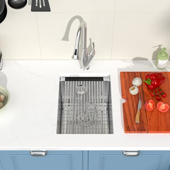 Undermount Bar Sink 14x19 Inch Kitchen Sink Single Bowl Workstation 16 Gauge Stainless Steel Small Bar Sinks with Practical Accessories