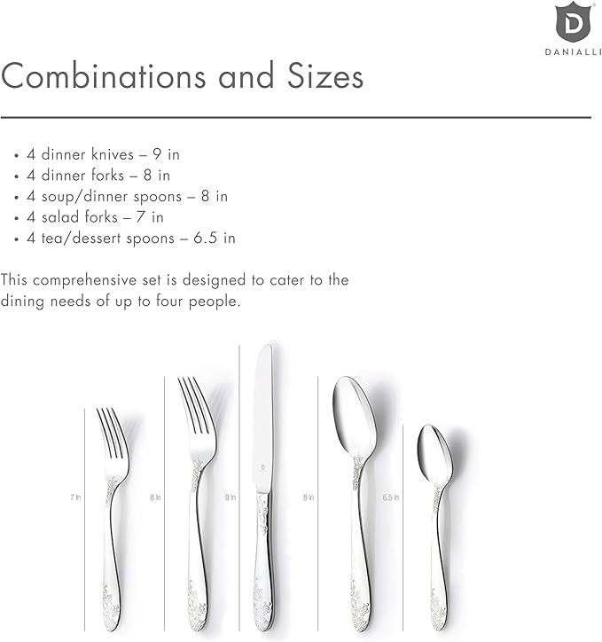 Modern Silverware Set, 18/10 Stainless Steel Flatware, Mirror Finish, Dishwasher Safe, Elegant Cutlery for Home and Dining, Built to Last (20-Piece, Imperial)
