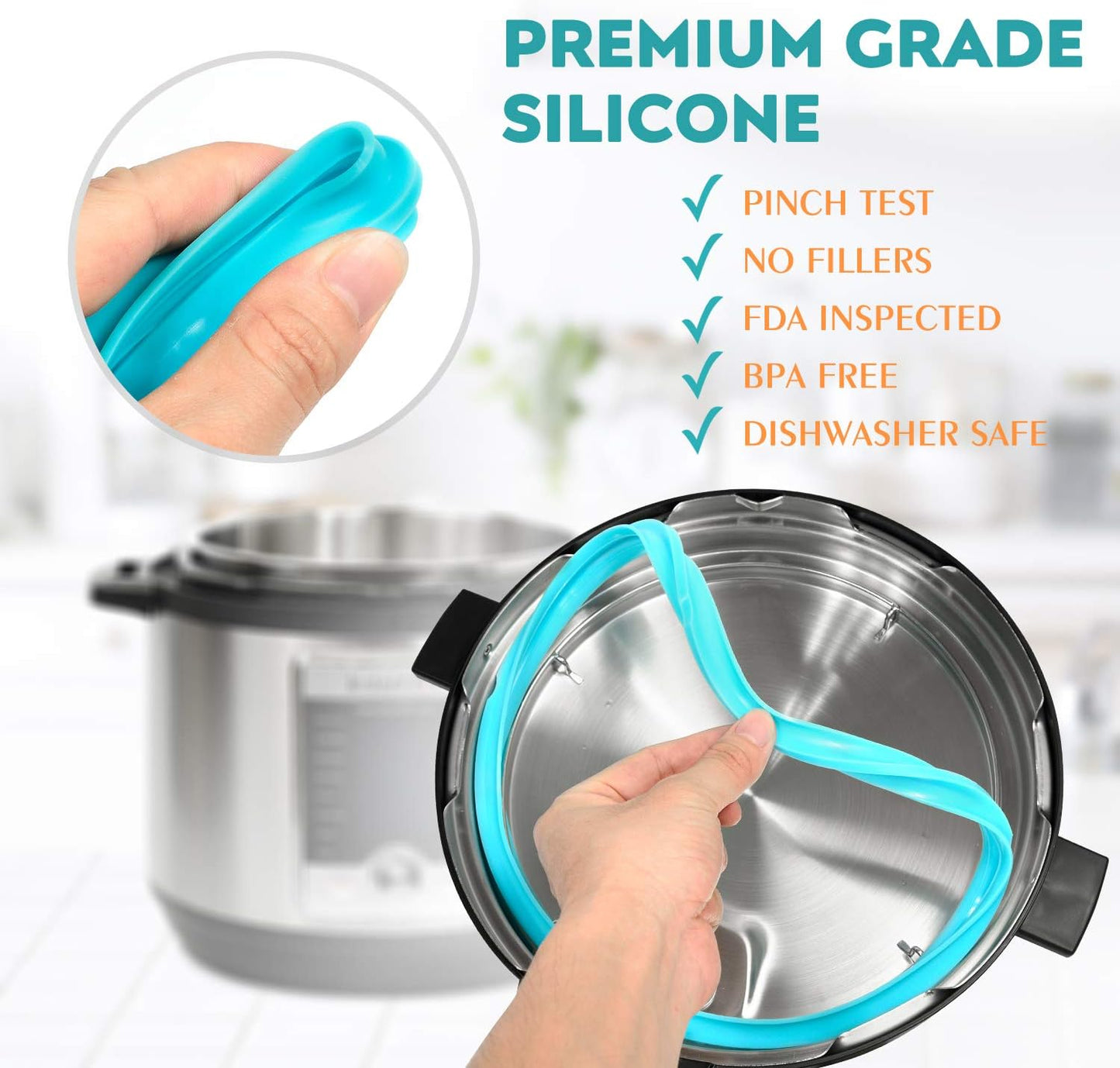 5Qt & 6Qt Pressure Cooker Accessories 3-Pack - Silicone Sealing Ring with Steam Release Valve Compatible with Instant Pot Duo, Lux, Duo Plus, Ultra, and Viva Models.