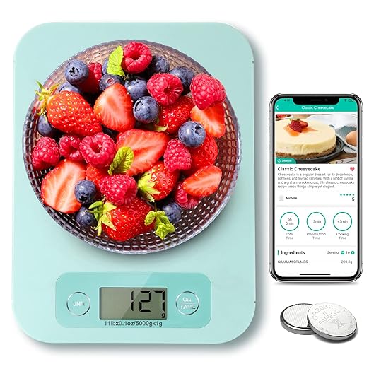 Smart Food Scales for Kitchen - Digital Food Scale with Nutritional Calculator Analysis App, Food Weight Scale Grams and Ounces, Food Scale for Weight Loss, Calories Counting, Meal Prep 0.1oz