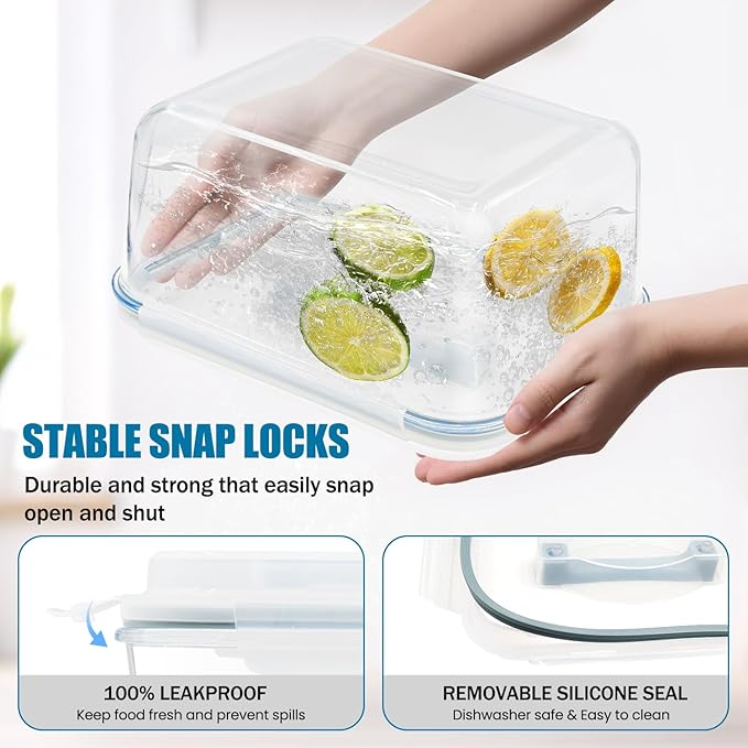 Large Glass Storage Containers with Lids 201oz Extra Large Big Airtight Glass Food Storage Containers for Rotisserie Chicken Watermelon Leftovers Marinade Turkey, BPA Free, Dishwasher Safe