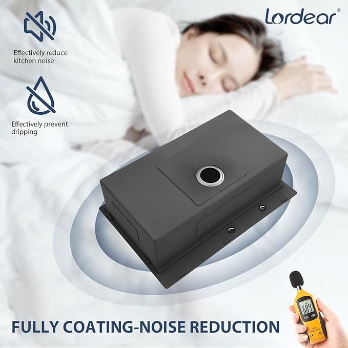 Lordear 33 Inch Black Drop In Kitchen Sink 33x19 Inch Drop in Top Mount Sink 16 Gauge Stainless Steel Single Bowl Ledge Worktation Kitchen Sinks Handmade Deep Basin With Cutting Board, 33"x19"x10"