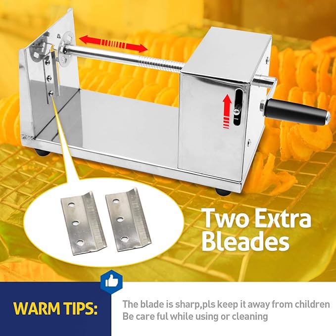 RioRand Manual Spiral Potato Cutter, Stainless Steel Tornado Twister with Blades for Curly Fries, DIY Potato Slicer for Home Kitchen, BBQ, Carrots, Cucumbers