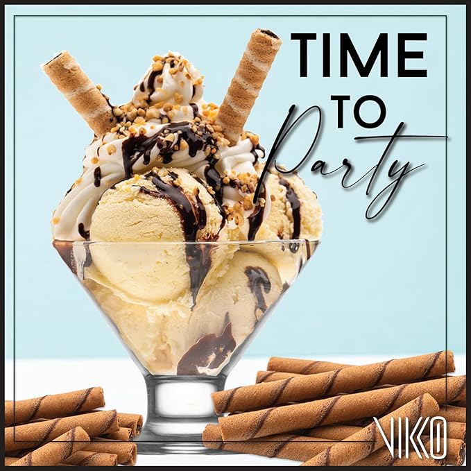 Vikko Dessert Bowls, 5.5 Ounce Ice Cream Sundae Bowls, Set of 12 Footed Dessert Cup For Ices, Pudding, Fruit, and More, Dishwasher Safe