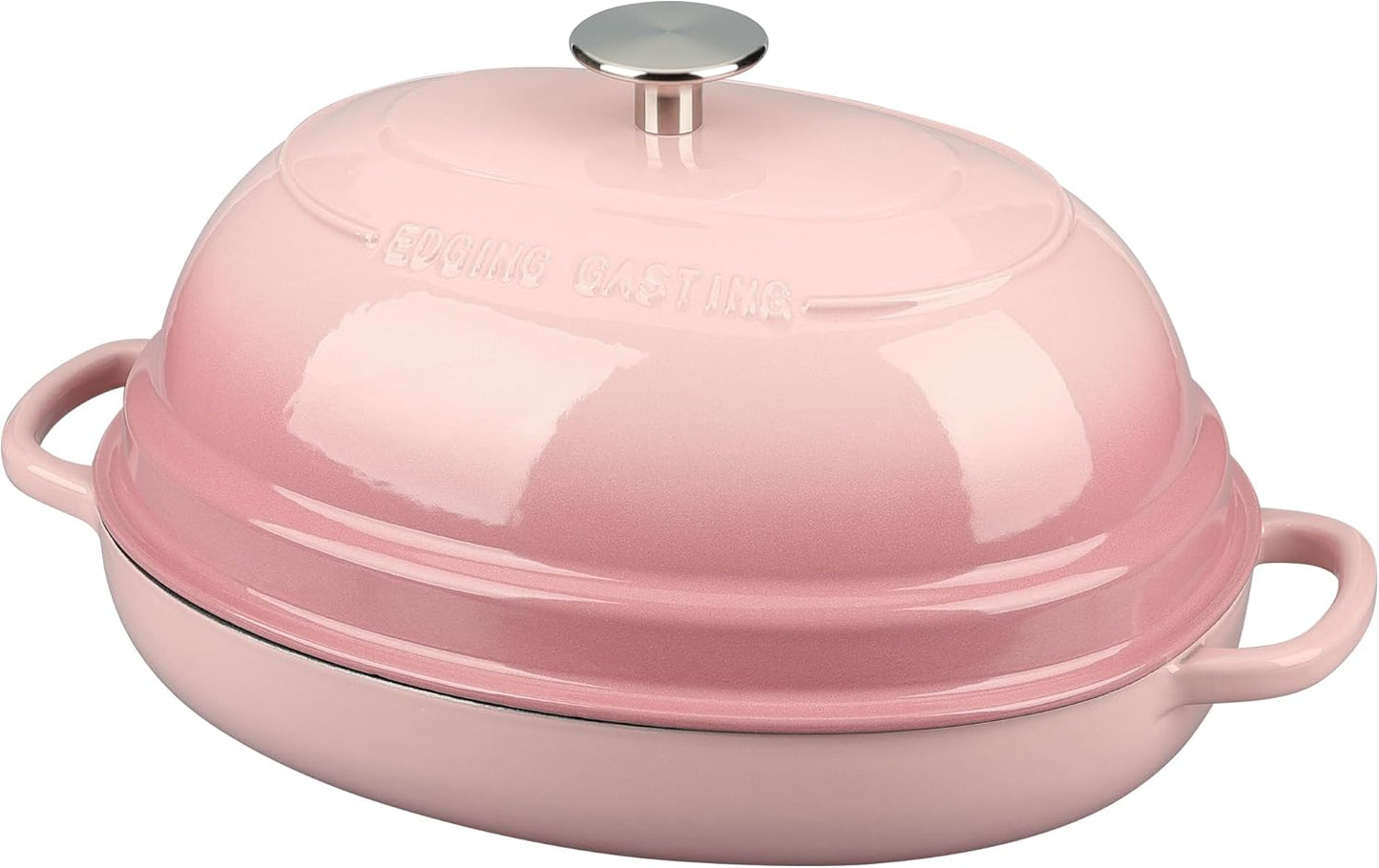 Enameled Oval Cast Iron Dutch Oven Pot with Lid, Bread Dutch Oven for Sourdough Bread Baking, 6QT, Pink