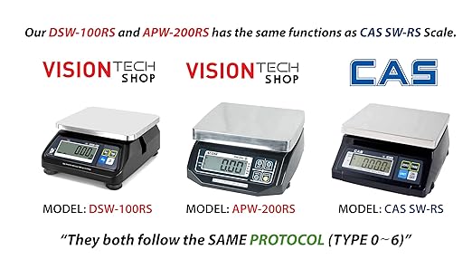 VisionTechShop ACOM PW-200RS POS Interface Portion Scale with Most ECR's and POS Systems, Lb/Oz/Kg/g Switchable, 30lb Capacity, 0.01lb Readability, Dual Display, NTEP Legal for Trade COC #18-060A1