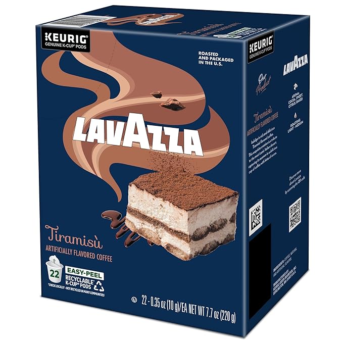 Lavazza Tiramisù Coffee, Single Serve Keurig K-Cup Pods, Flavored Coffee, 88-Count Box (4 Packs of 22)