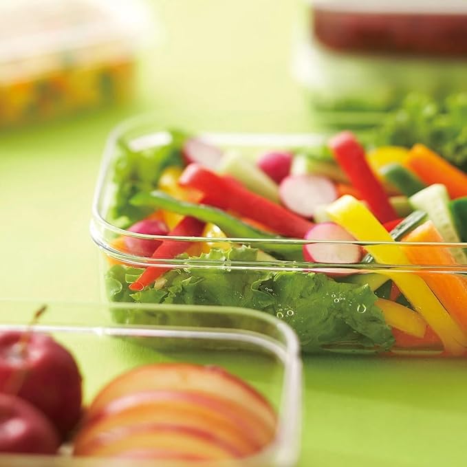 Lustroware Micro Clear Transparent Food Storage Containers with Lids – Large Capacity BPA-Free, Shatterproof, Dishwasher & Microwave Safe, 2.3 qt Refrigerator Organizer Bins, Made in Japan, Set of 6