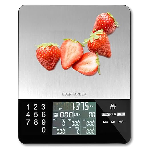 Food Scale with Nutritional Calculator, Calorie Scale, Kitchen Scales Digital Weight Grams and Ounces, for Meal Prep, and Weight Loss, Units in Lbs, Grams, Ounces, Batteries Included