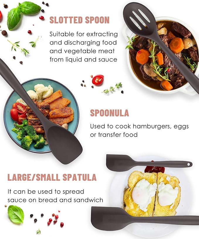 Kitchen Utensils Set-12 Pieces Silicone Cooking Utensils Set (Dishwasher Safe) 392°F Heat Resistant Spatula Set, Nonstick Cookware