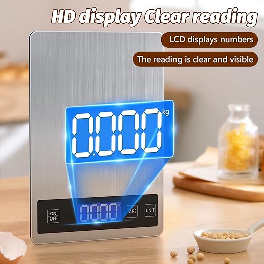33lb Digital Scale Kitchen Food Scale Weight Grams and Ounces Pounds/Ounces/Grams be Freely Changed for Daily Use, Home Baking Stainless Steel Material